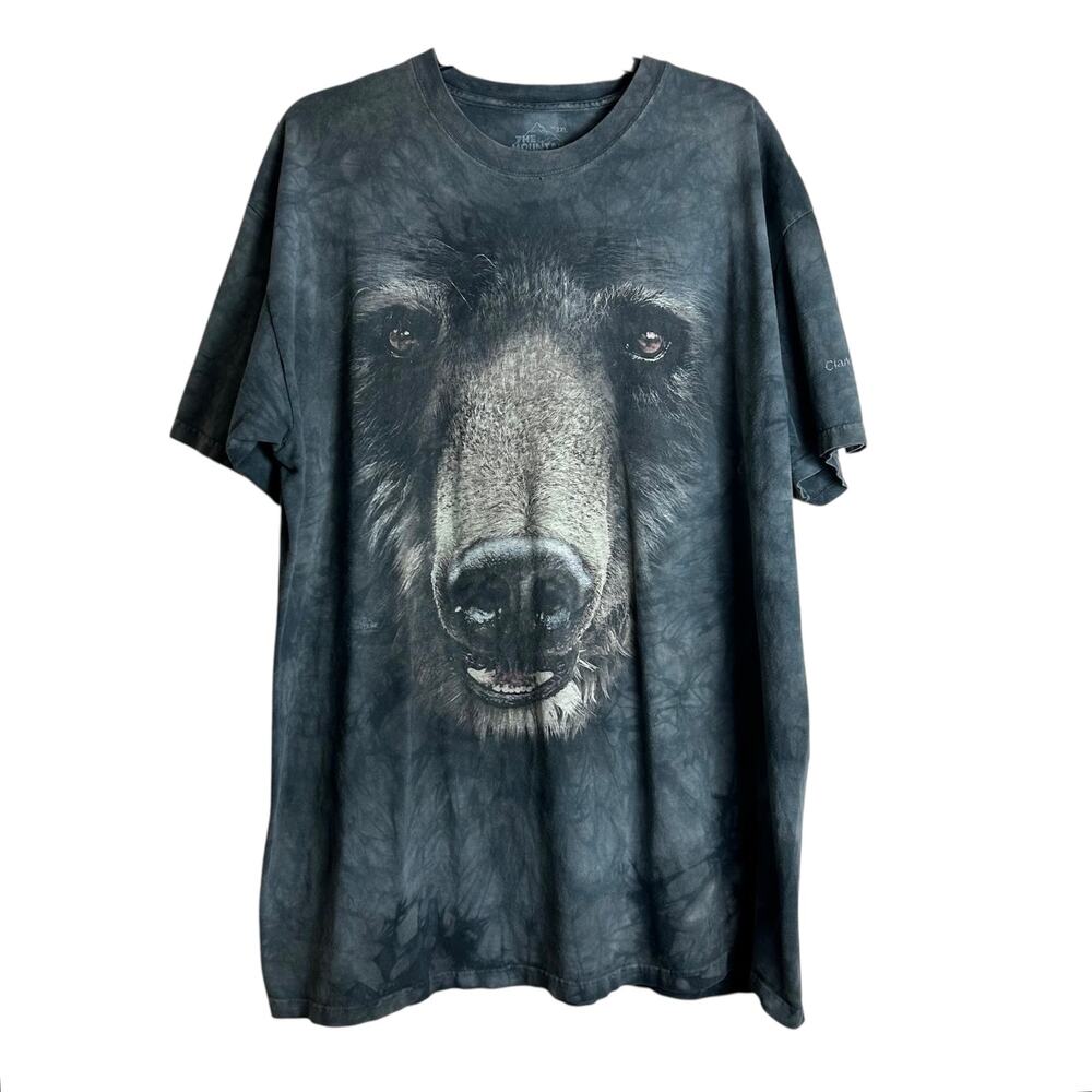 The Mountain 2XL Graphic Black Bear Face Tee T-shirt Men's Gray